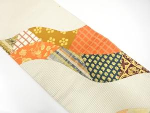 アンティーク　切りばめ　名物裂模様織り出し袋帯（材料）